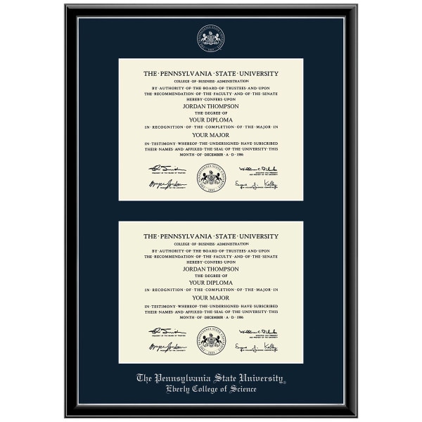 #102 Eberly College of Science double diploma frame Onexa Silver (Black)